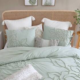 Peri Home 042075627133 New Chenille Rose Green 3 Pc Comforter Set King