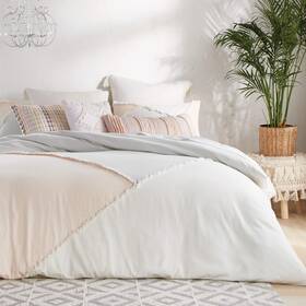 2d2192c4mu Peri Home 100% Cotton 3piece Comforter And Sham Set Multi Colorblock Fringe King