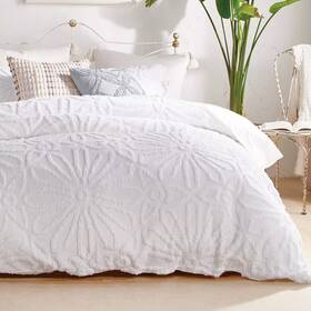 88115599 Peri Home 3pc Full/queen Chenille Medallion Comforter Set White