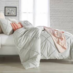 88115601 Peri Home 3pc Full/queen Chenille Lattice Comforter Set Gray