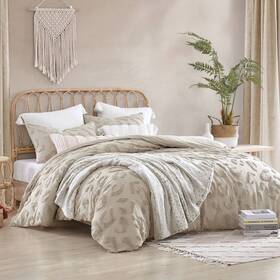 88115608 Peri Home 3pc Full/queen Chenille Leopard Comforter Set Beige