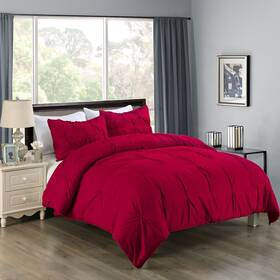 Permafresh 848342013650 Lotus Home Water And Stain Resistant Pintuck Comforter Mini Set Twin Red 2 Piece