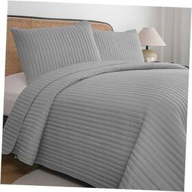 Petrichor 850060328923 Quilt Queen Size Bedspread-pre-washed Lightweight And Full/queen Gray