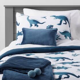 80775279 Pillowfort 5pc Full/queen Dinosaur Comforter Set Watercolor Blue -