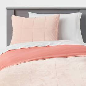 86769131 Pillowfort Full/queen Duvet Windowpane Velvet Pink -