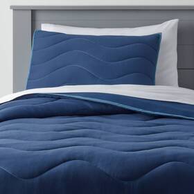 91676217 Pillowfort Full/queen Navy Wave Kidsft Comforter Set -