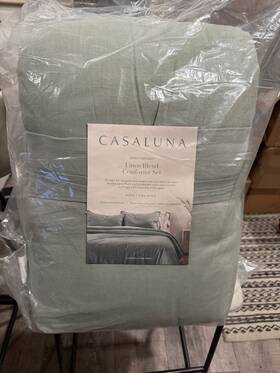 Casaluna-78622880 Pillowfort Casaluna Heavyweight Linen Blend Comforter Set Solid Sage Green King/cal King