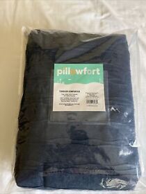 Pillowfort Jersey Wave Toddler Comforter 42inch X 58inch White Navy Blue New