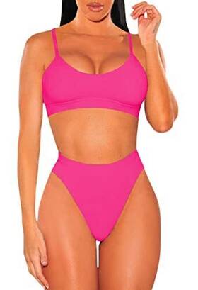 902-5345092 Pink Queen Womens High Waist Bikini Swimsuit Cheeky Cut 2 Piece Bathing