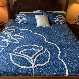 Pioneer Woman 041808990957 4 Piece Tufted Floral Comforter Set Blue King With Pillow