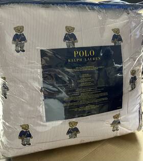 Polo Ralph Lauren 886087431513 Nip Pink Stripe Teddy Bear 3pc Comforter Set - Full Queen