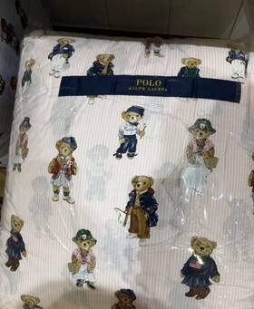 Polo Ralph Lauren 886087488036 Nip Pink Stripe Teddy Bear 3pc Comforter Set - Full Queen