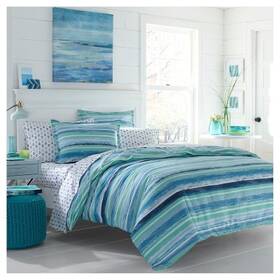 52216470 Poppy & Fritz Aqua Alex Duvet Cover Set Full/queen - And