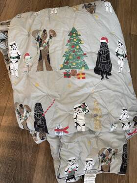 05624894 Pottery Barn Kids Star Wars Christmas Holiday Comforter Full/queen Size Guc