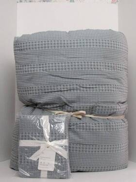 130180 Pottery Barn Honeycomb Cotton Comforter King/cal.king And 1 King Sham Chambray New