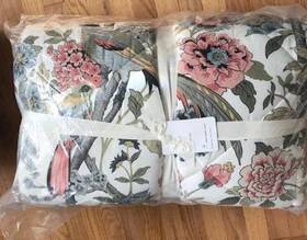 207247 Pottery Barn Bloom Floral Comforter Mauve Blue King 2 Shams Arboreal 3pc