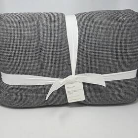 2961438 Pottery Barn European Flax Linen Waffle Full Queen Comforter Ebony New