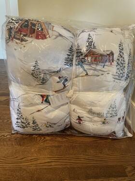 3482041 Pottery Barn Whistler Run Ski Winter Cotton Comforter Multi King Cal New