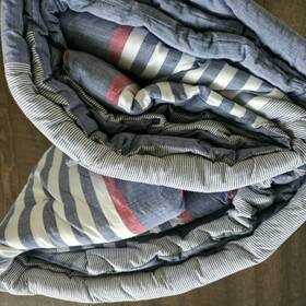 3671115 Pottery Barn Nantucket Stripe Full Queen Comforter Blue