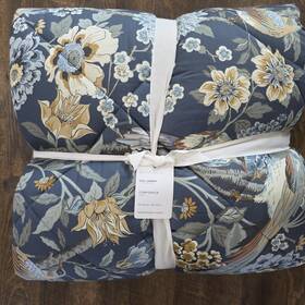 5214402 Pottery Barn Bloom Floral Full Queen Comforter Blue Cotton New