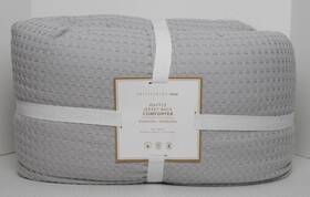 5409109 Pottery Barn Teen Waffle Jersey Back Comforter Full Queen 86/86 Light Gray Nwt