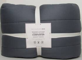5566868 Pottery Barn Washed Cotton Tencel Blend Comforter Twin/twinxl 68/91 Blue Nwt