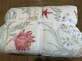 6949373 Pottery Barn Sandpoint Full Qeen Comforter Coral Coastal Sea Life Fish