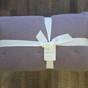 7342444 Pottery Barn Belgian Flax Linen Comforter Full Queen Fig New Luxury Bedding