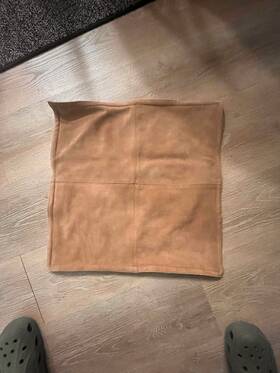 8236800 Pottery Barn Pieced Suede Pillow Cover Rosewood 20x20