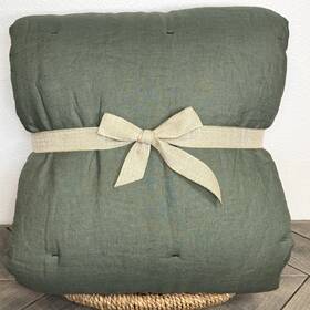 8566735 Pottery Barn Belgian Flax Linen King Comforter Cypress Green Bedding