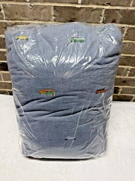 8703776 Pottery Barn Kids Embroidered Transportation Icons Twin Comforter Chambray New