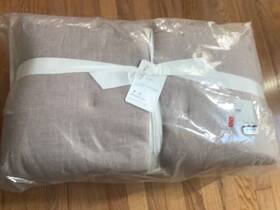8770502 Pottery Barn Belgian Flax Linen Comforter Smoky Quartz King Blush Smokey New