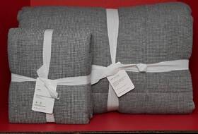 9124316 Pottery Barn European Flax Linen Waffle Comforter King/cal.king And 2 Sham Lt Gray