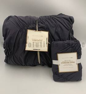 923095 Pottery Barn Teen Whimsical Waves Xl Twin Comforter 1 Stnd Sham Vntg Ebony Z1262