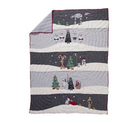 9687098 Pottery Barn Kids Star Wars Holiday Comforter Gray Full Queen Size Christmas New