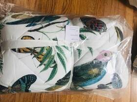 9842131 Pottery Barn Spring Fauna Comforter Queen 2 Std Shams Botanical Butterfly Bird