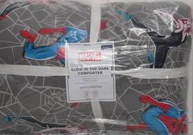 131113 Pottery Barn Kids Marvels Spider-man Heroes Glow-in-the-dark Comforter Grey Nwt