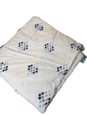 5141539 Pottery Barn Teen Queen Comforter White Boho Tassel Polka Dot Quilted Bedding