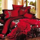 Printing Unbranded Black Red And White Rose Print Queen Size 4pc Duvet Quilt Cover Set 3d 758614103258