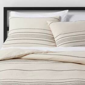 54155980 Project 62 Nate Berkus Cream Woven Stripe F/q Duvet And Sham Set -