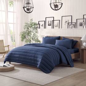 Pure Beech 807000288656 Tencel Modal Jersey Comforter Set Navy