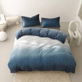 Pt02-g Pureant Gradient White Blue Comforter Sets King Sky Velvet Bedding