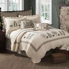 Q-504g Donna Sharp Bear Creek Embroidered Quilt Country Cotton King Bed