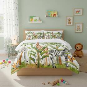 Qoomo B0bxc43dms Wild Animal Comforter Full Sizeelephant Giraffe Zebra Kids