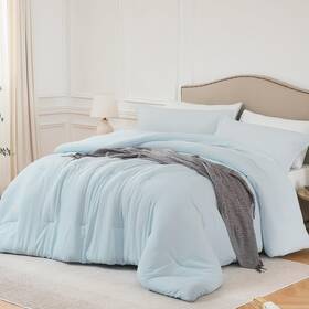 Quataly 748095243543 Full Comforter Sets Skyblue 3pcs Soft Lightweight Breathable Bedding Comforte