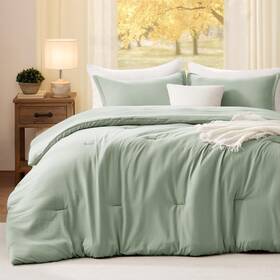 Quataly 748095922783 King Comforter Set Sagegreen 3pcs Soft Lightweight Breathable Bedding Comfort