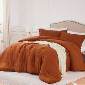 Quataly 748095922820 Queen Comforter Sets Terracotta 3pcs Soft Lightweight Breathable Bedding Comf