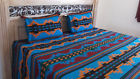 7023d Queen Bright Reversible Bedspread Shams Southwestern Turquoise