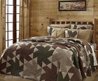 Queen Green Brown Lodge Quilt Style Quilted Pattern Cabin Twister Hand Kansas