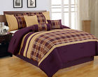 20744 Queen King Comforter Luxury Brown Purple Pieces Set 7